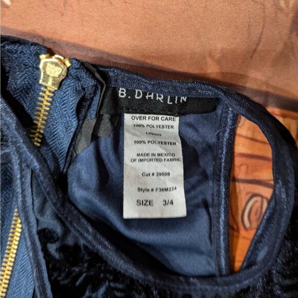 NWT B Darlin Juniors' Flocked Velvet Dress Size 3/4 - Picture 5 of 6